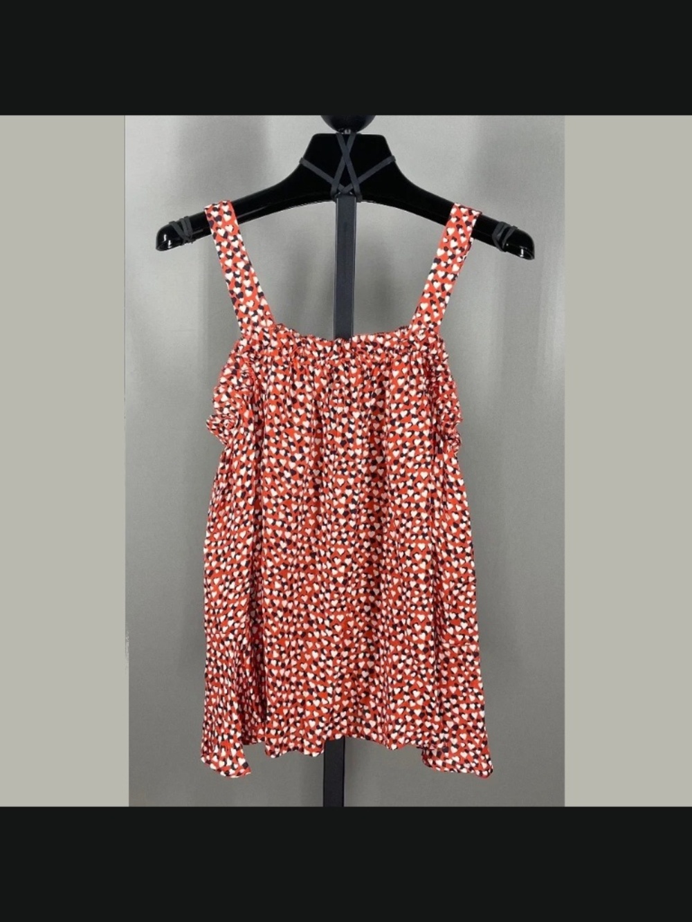 NEW J Crew Shirt Womens 0 red black silk satin heart off shoulder preppy blouse